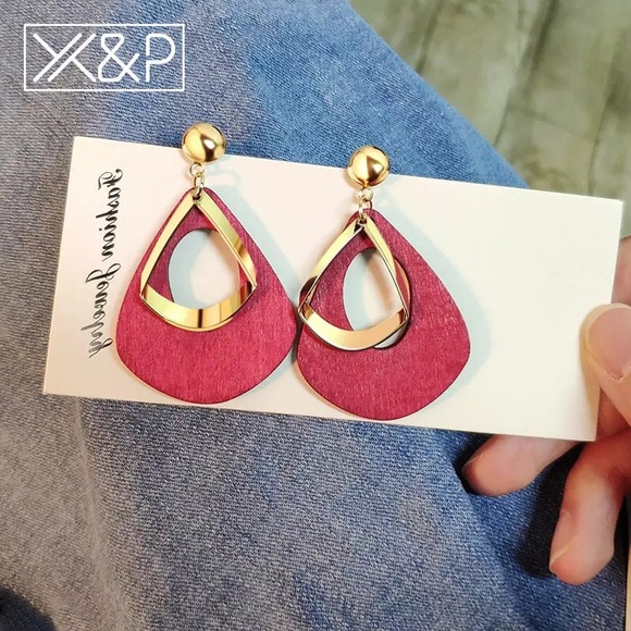 Accessories - X&P Geometric Wood Drop Earrings for Women